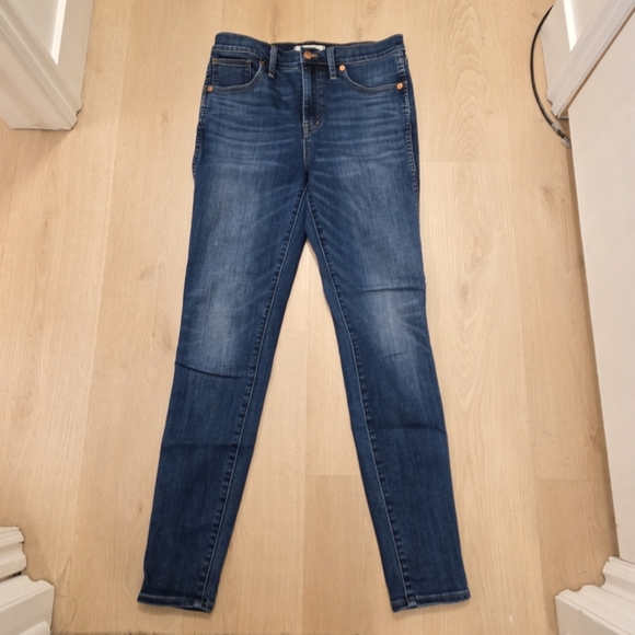 Madewell Dark Wash Stretch 10" High-Rise Cute Casual Skinny Jeans Size 29T - Picture 2 of 10